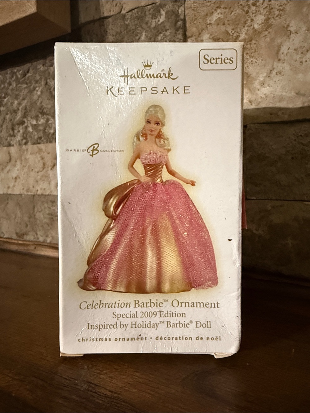 Hallmark Celebration Barbie Ornament - Pink and Gold Dress